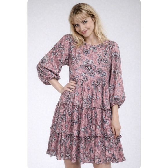 Anthropologie Dresses & Skirts - 2/$30 Anthropologie Layered Tiered Pink Paisley Chiffon Melloday Dress XL